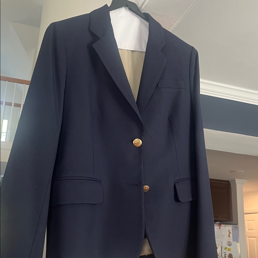 Elegant J. Crew Navy Blazer with Gold Accent
